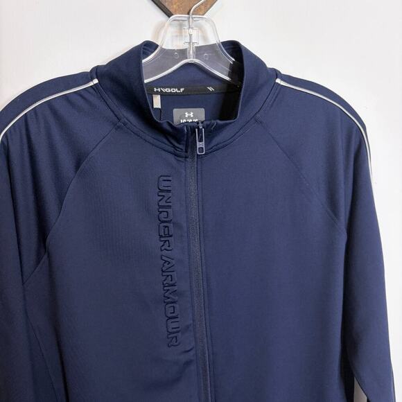 Under Armour Storm Women's Midlayer Full-Zip Track Jacket L Navy Blue Athletic - Picture 3 of 12